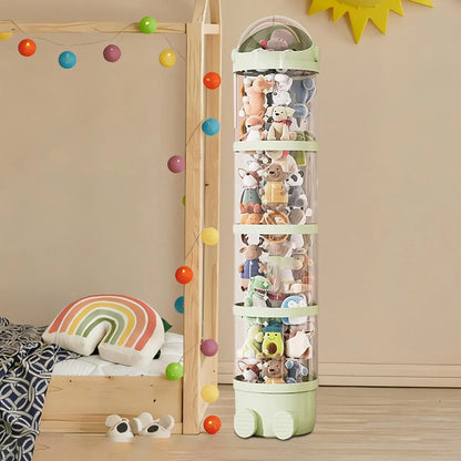 Plush Doll Storage Tube 3 layer / 4 layers Stuffed Animal Storage Toy Display Transparent Stuffed Dolls Storage Bucket Organizer