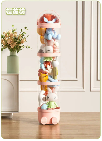 Doll Storage Box Toys Organization Plush Toy Storage Tube Transparent Plastic Stuffed Storage Barrel Children's toy Organizer