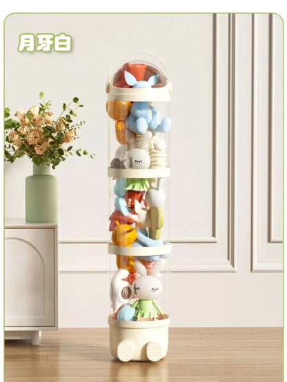 Doll Storage Box Toys Organization Plush Toy Storage Tube Transparent Plastic Stuffed Storage Barrel Children's toy Organizer