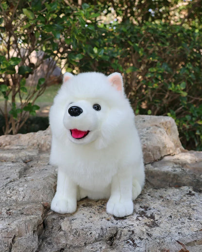 28cm Lifelike Samoyed Stuffed Toys Cute Realistic White Dog Plush Toy Puppy Plush Animals Toy Birthday Christmas Gifts
