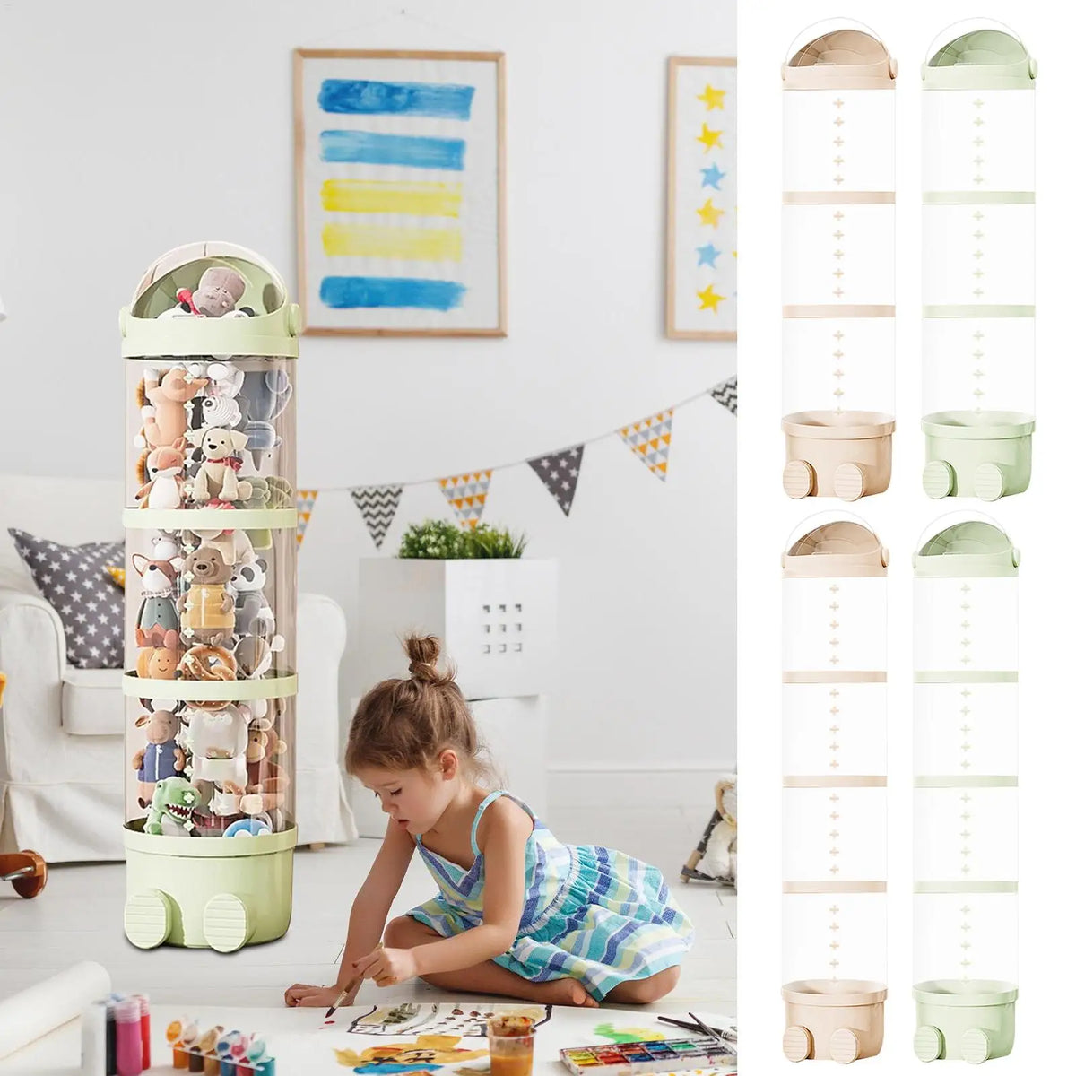 Plush Doll Storage Tube 3 layer / 4 layers Stuffed Animal Storage Toy Display Transparent Stuffed Dolls Storage Bucket Organizer