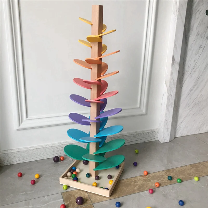 Y67A-Rainbow Musical Tree Toy Demolition Leaves Tower Ball Game Kids Educational Music Tree Toys