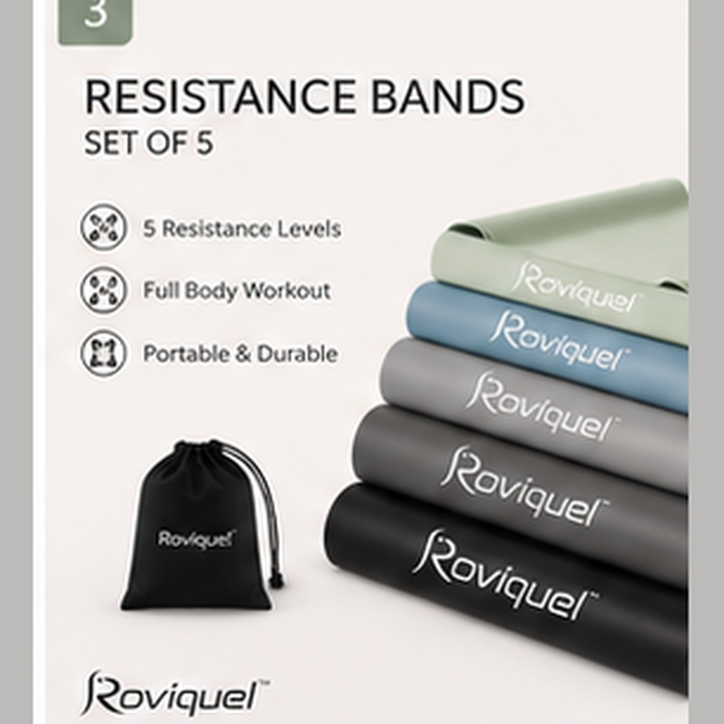 Roviquel resistance bands set of five with carry pouch